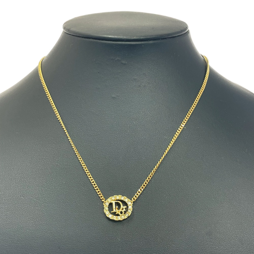 【中古】Christian Dior クリスチャンディオール GP ラインストーン DIORロゴ ネックレス ゴールド 460512 ネックレス