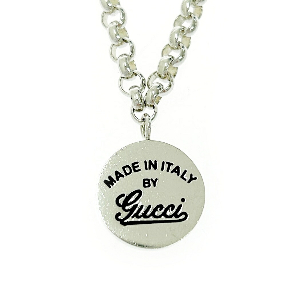 【中古】【箱付き添い人】 GUCCI グッチ しろがね色 ラウンド ロゴタイプ 首飾り 20.9g 925目じるし 463258 首飾り