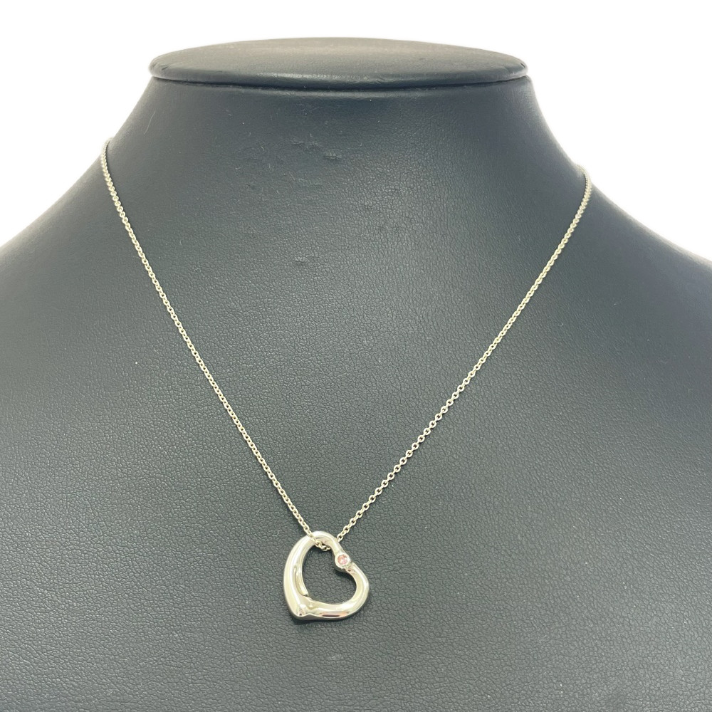 【中古】TIFFANY&Co. ティファニー シルバー ピンクサファイア オープンハート ネックレス 3.5g ピンク 925刻印 449425 ネックレス