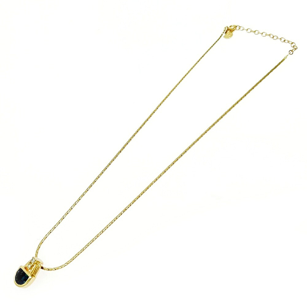 【中古】Christian Dior クリスチャンディオール GP ラインストーン カラーストーン ネックレス ゴールド ブルー 481146 ネックレス