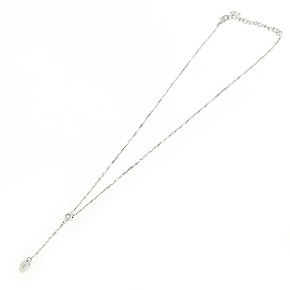 【中古】Christian Dior クリスチャンディオール メタル ラインストーン ハート ネックレス レディース シルバー 491839 ネックレス