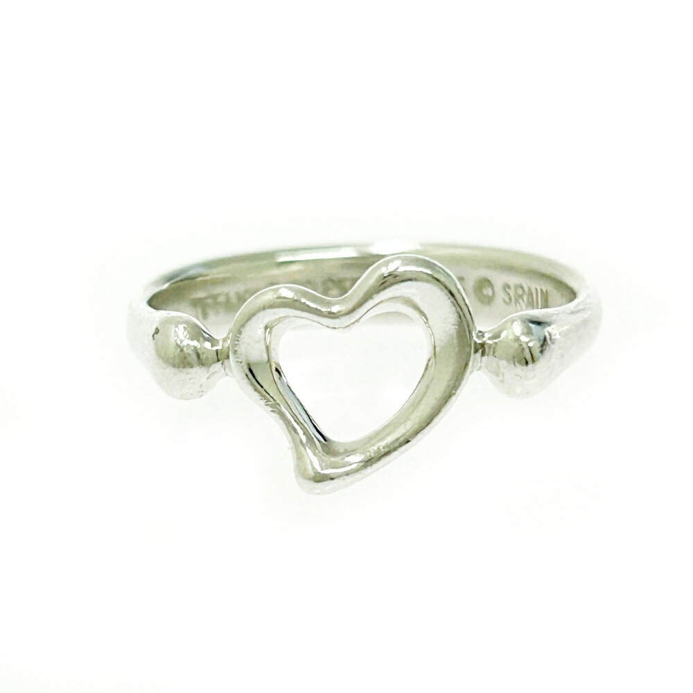 【中古】TIFFANY&Co. ティファニー シルバー オープンハート リング 2.4g 925刻印 498351 リング・指輪