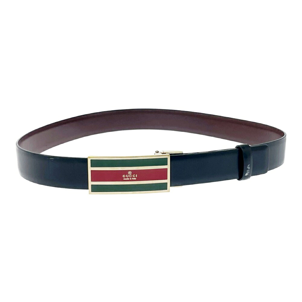 【中古】GUCCI グッチ 132206・1476・85・34 レザー シェリーライン ベルト ブラック 492066 ベルト