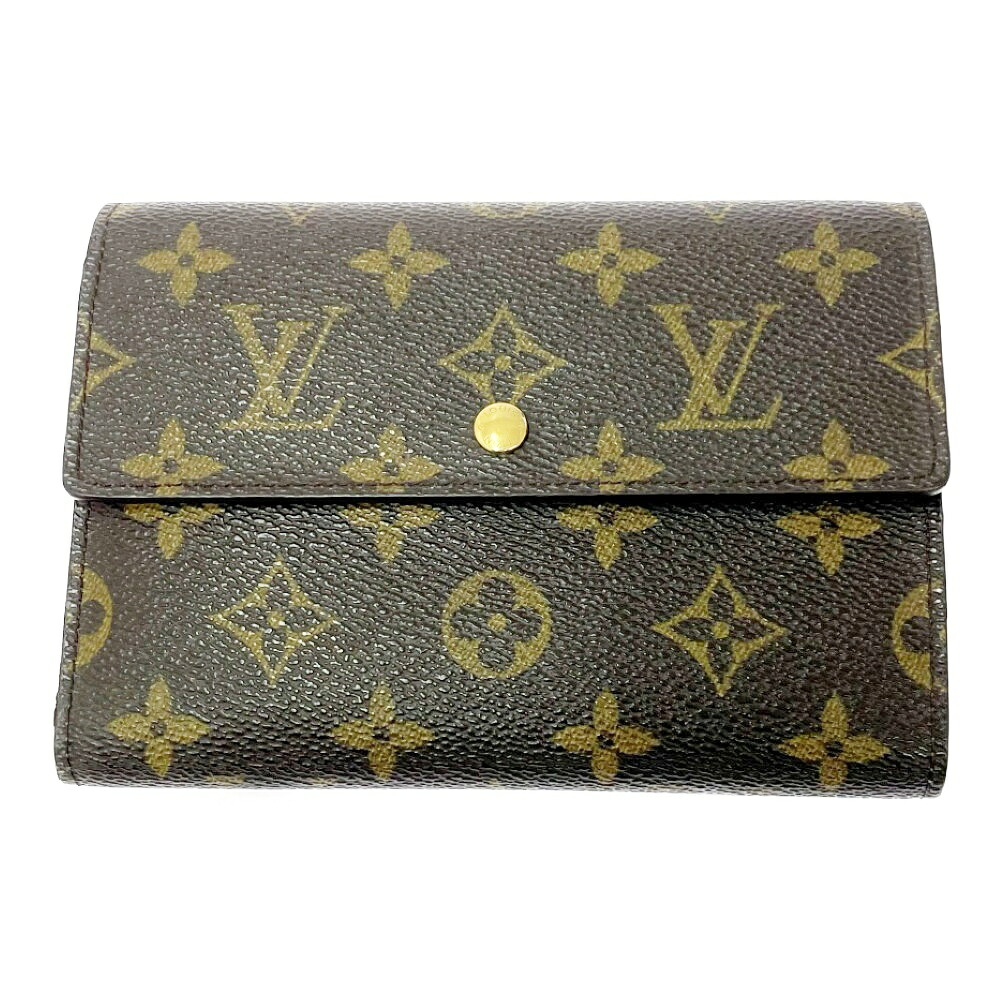 【中古】LOUIS VUITTON ルイ・ヴィトン M61200 モノグラム PVC ポルトトレゾール エテュイ パピエ 赤銅色 499088 三つ折り札入れ 財布・ケース-バッグ・小物・ブランド雑貨