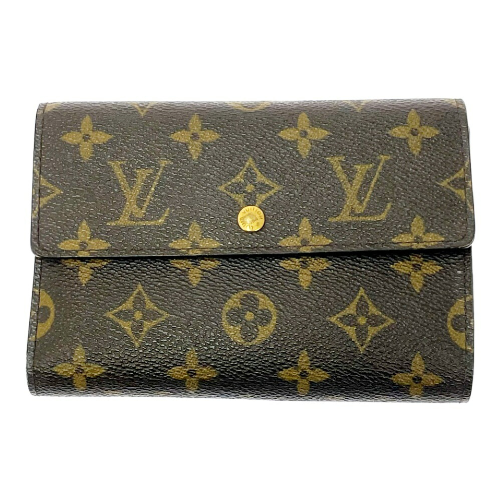 【中古】LOUIS VUITTON ルイ・ヴィトン M61202 モノグラム PVC ポルトトレゾール・エテュイ・パピエ 赤銅色 530727 三つ折り紙入れ