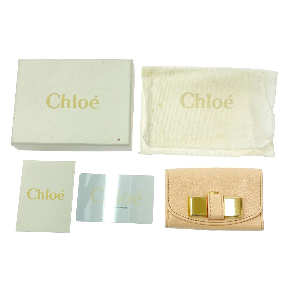 【中古】【箱付き】 Chloe クロエ レザー 6連 キーケース リボン リリィ ピンク 530628 キーケース