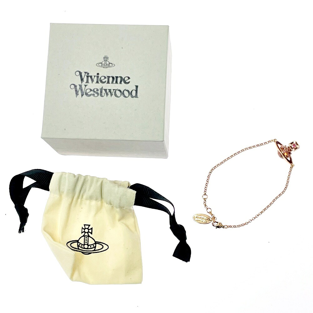 【中古】【箱付き】 Vivienne Westwood ヴィヴィアンウエストウッド 真鍮 ラインストーン オーブ ブレスレット ピンク 561506 ブレスレット