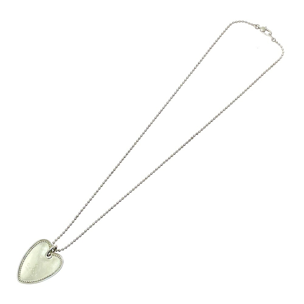 【中古】GUCCI グッチ シルバー925 ハート プレート ボールチェーンネックレス 16.6g 548736 ネックレス