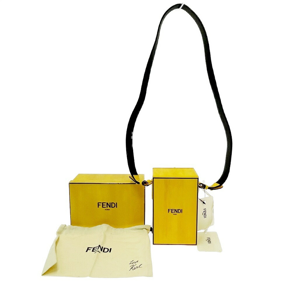 【中古】【箱付き】 FENDI フェンディ 7VA519 レザー ボックスショルダーバッグ イエロー 522386 ショルダーバッグ