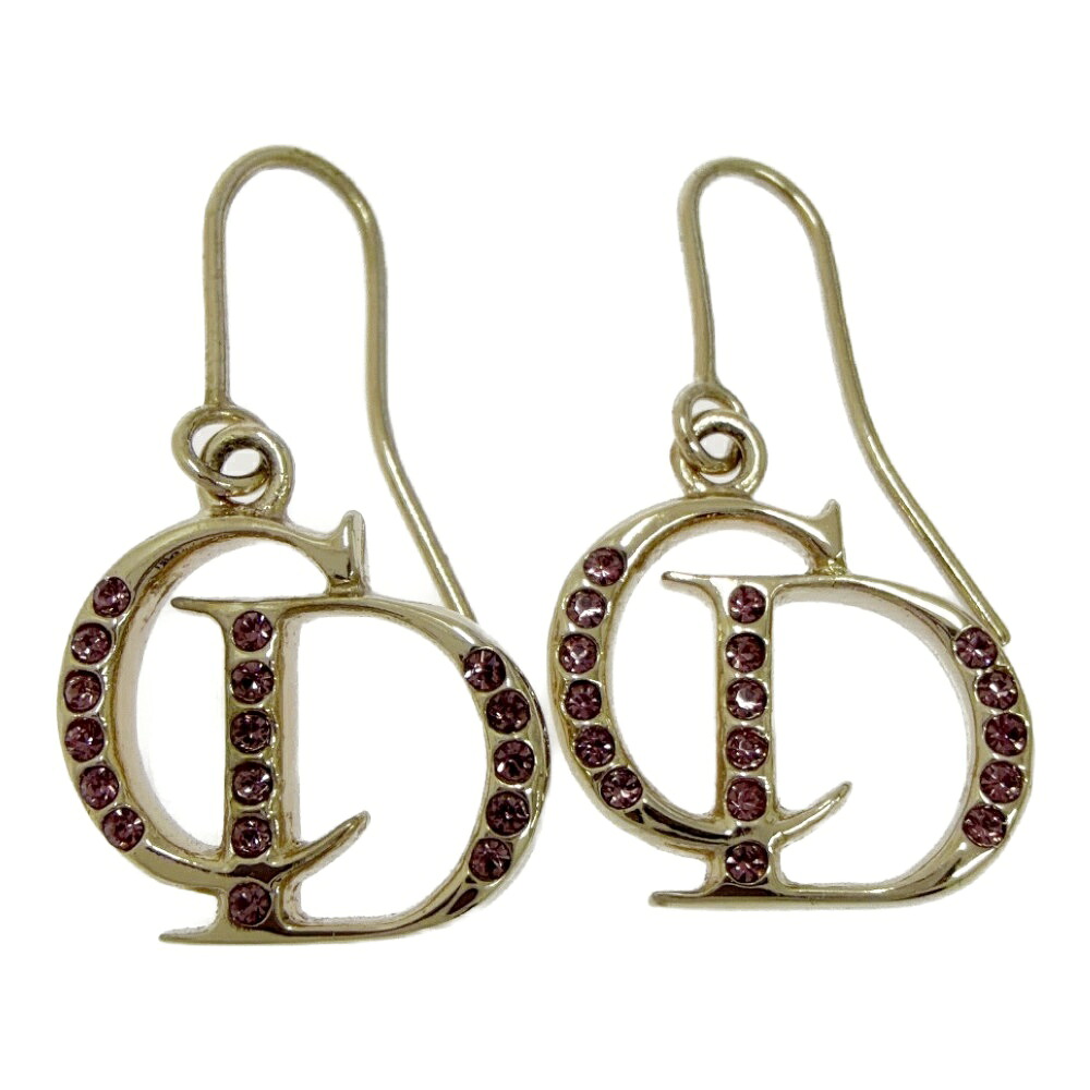 【中古】Christian Dior クリスチャンディオール GP ラインストーン CDロゴ フック ピアス ゴールド ピンク 564318 ピアス|ブランドショップ カラー