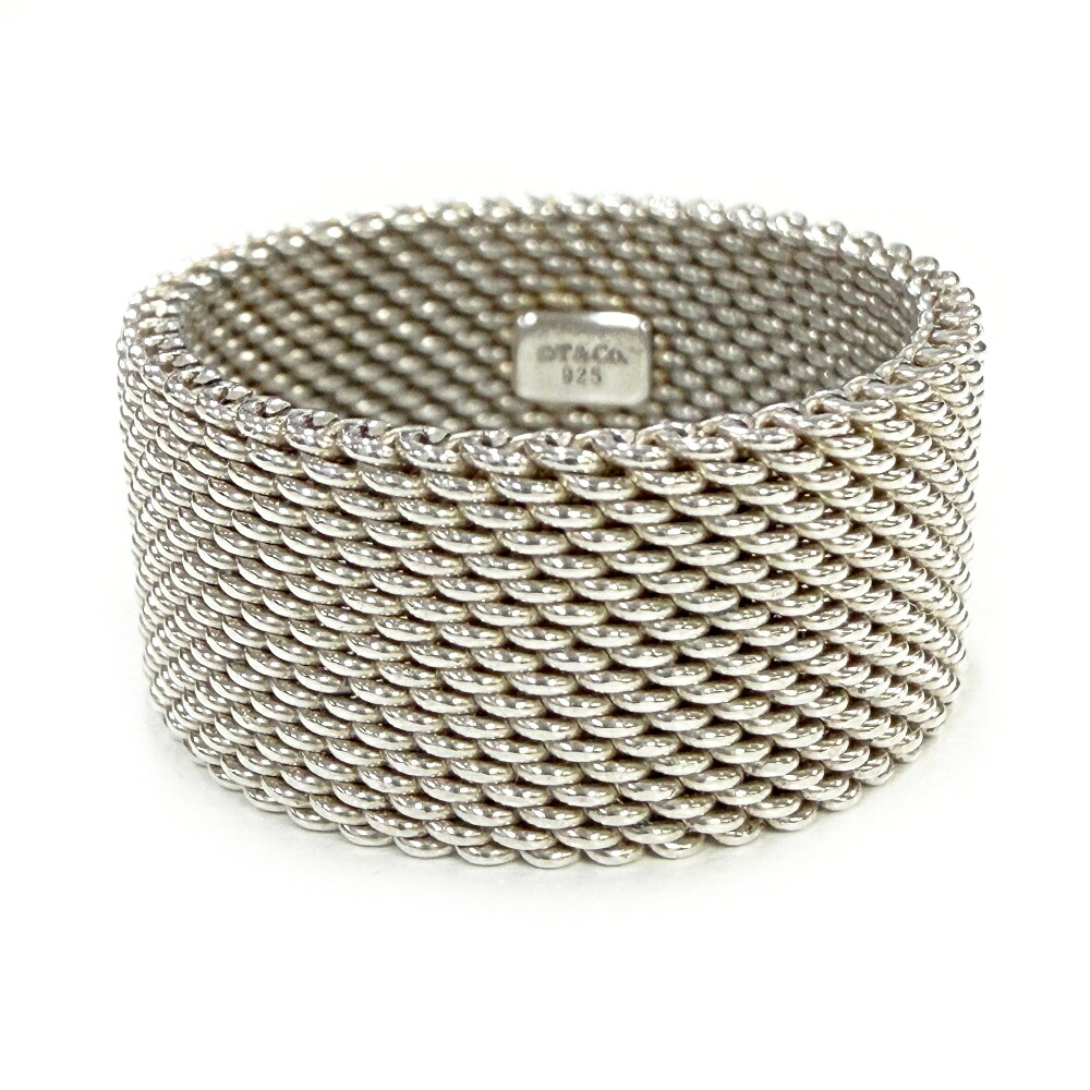 【中古】【箱付き】 TIFFANY&Co. ティファニー シルバー サマセット メッシュ リング 5.5g 925刻印 584219 リング・指輪|ブランドショップ カラー