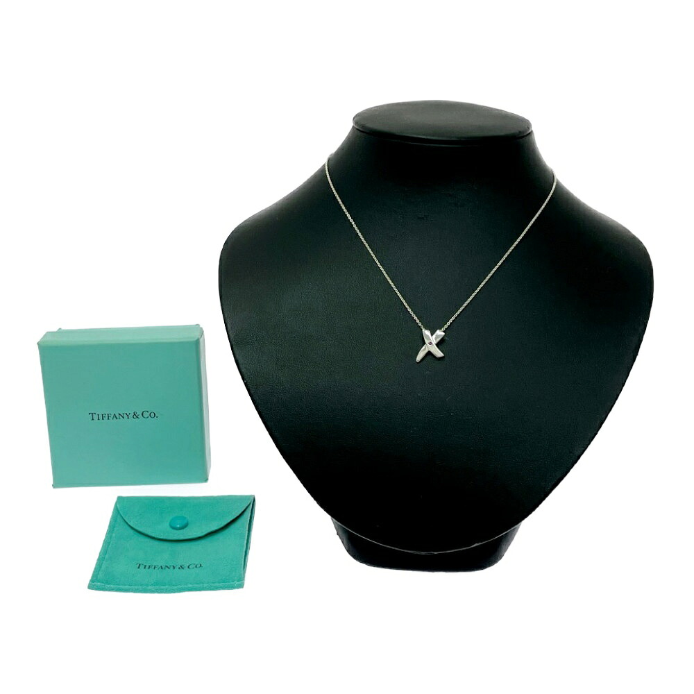 【中古】【箱付き】 TIFFANY&Co. ティファニー シルバー ピンクサファイヤ キス ネックレス 2.5g 925刻印 624351 ネックレス｜ブランドショップ　カラー