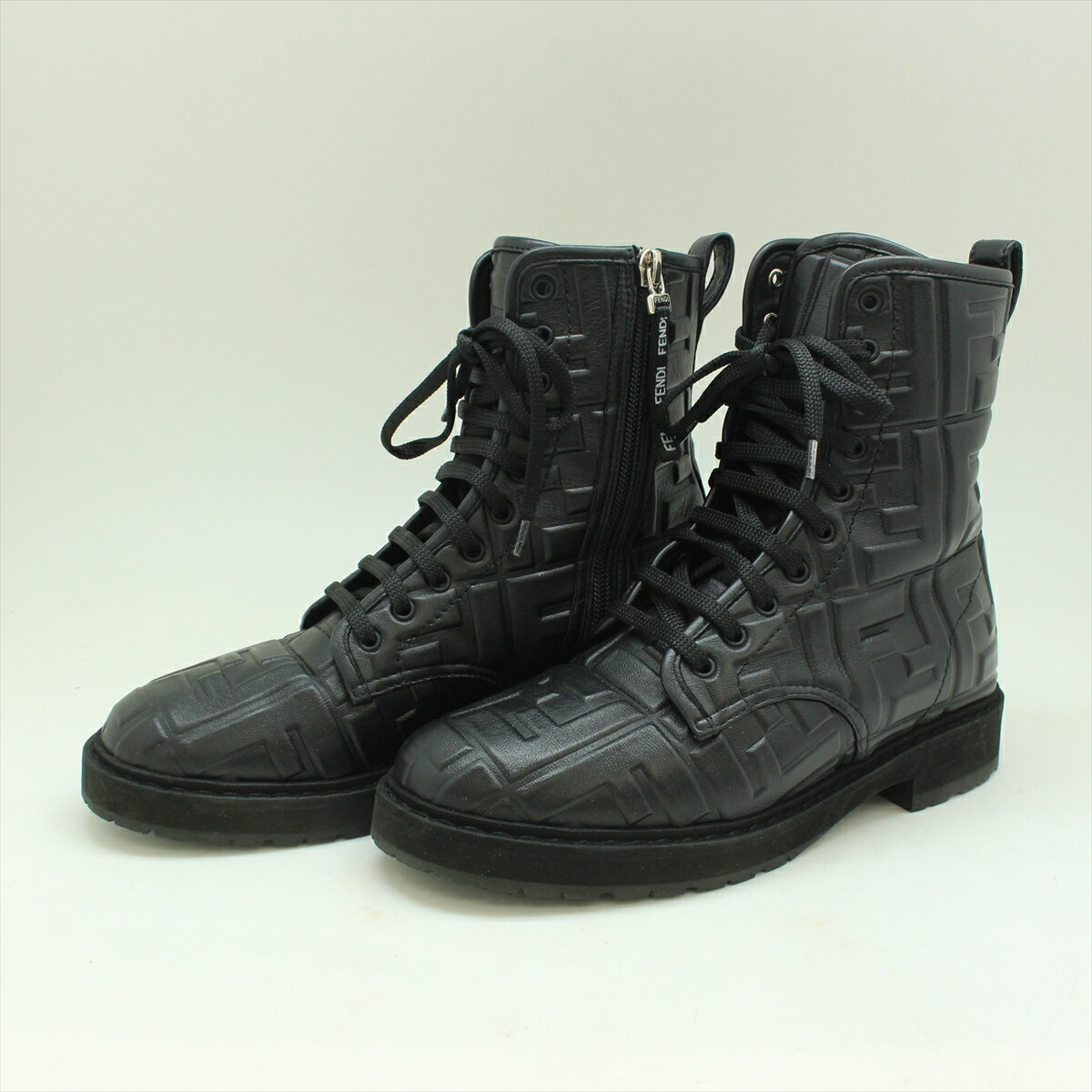 楽天市場】FENDI フェンディ レザー 編み上げ レースアップ ブーツ