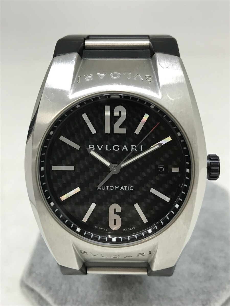 かぼす　BVLGARI エルゴン自動巻き ブラックダイヤル EG40S① BVLGARI/ブルガリ】 エルゴン EG40S 腕時計 ステンレススチール