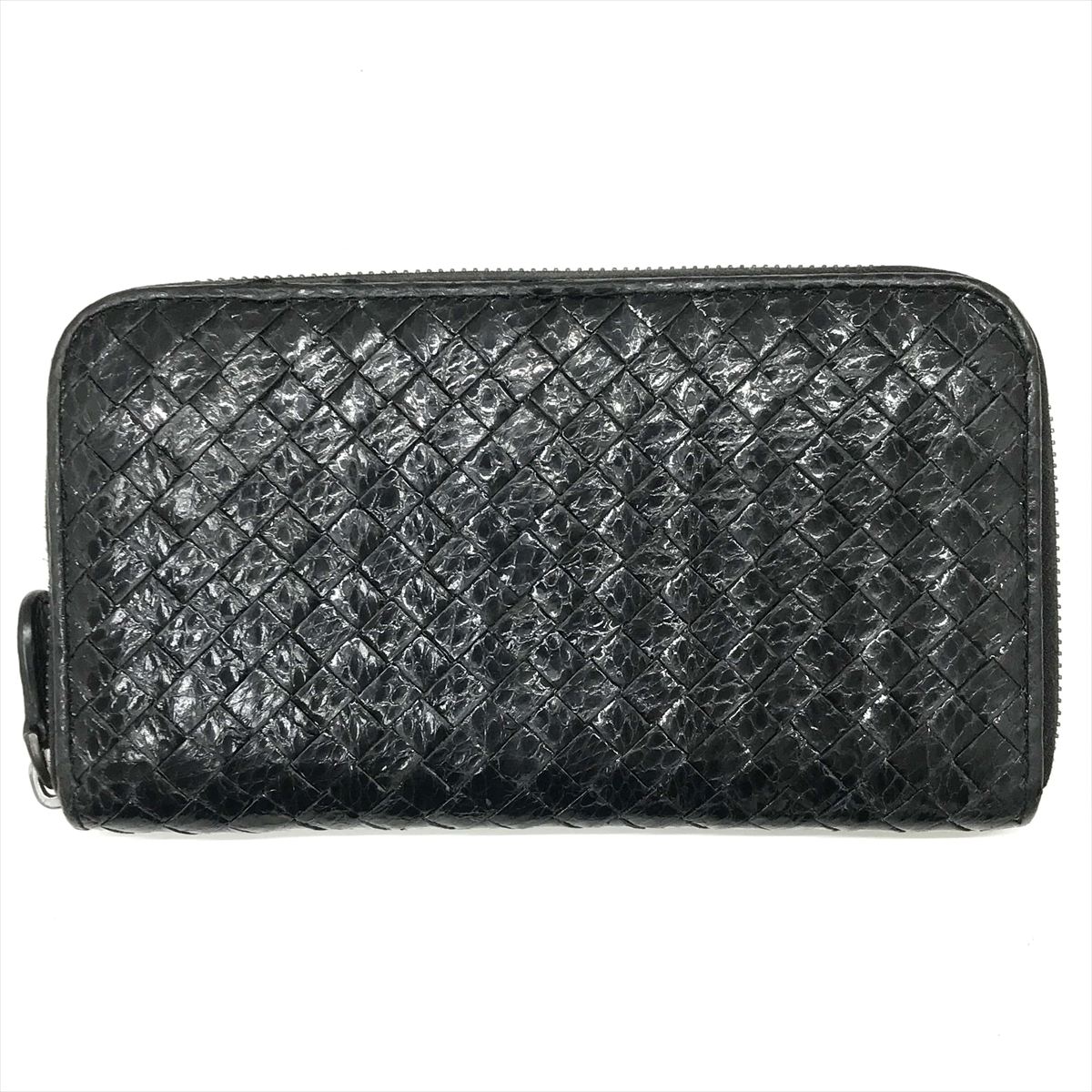 美品✨BOTTEGA VENETA ボッテガヴェネタ パイソン 長財布 ブラック 美品✨BOTTEGAVENETA 長財布 パイソン ラウンドファスナー ブラック