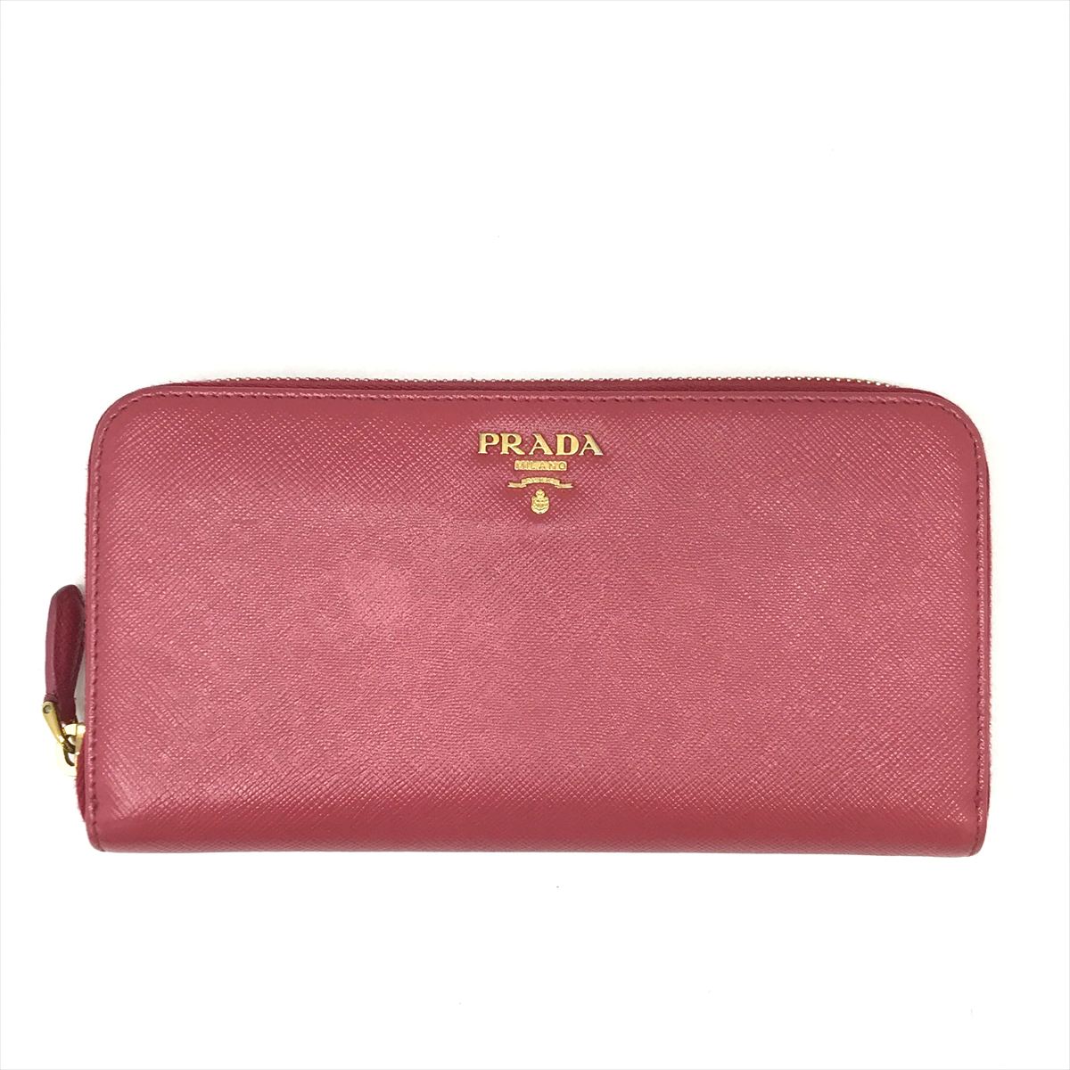 PRADA プラダ 1ML506 ラウンドファスナー 長財布 ピンク SAFFIANO METAL メタルロゴ サフィアーノレザー レディース 【中古品】 25-032599