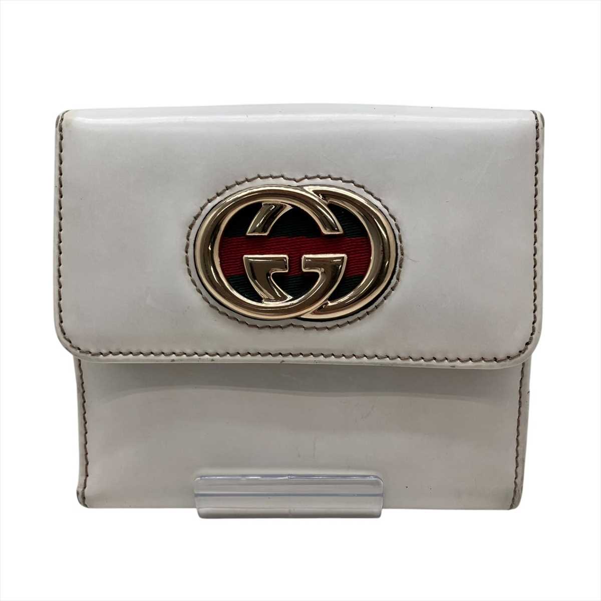 GUCCI グッチ 162759 Wホック インターロッキングG 二つ折り財布 レザー ホワイト 【中古品】 25-090338 春日店|リサイクルマートブランド館