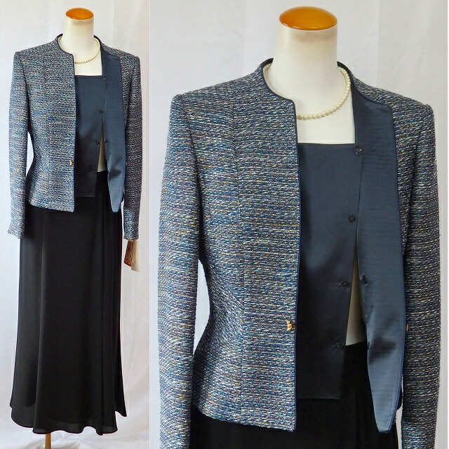 カラーフォーマル レディース カラーフォーマル ネイビー色 紺色 ミセス 結婚式服 結婚式女性スーツ フォーマルスーツ女性 米沢織カラーフォーマル パーティードレス レディース スーツ 号 号 号 号 号 結婚式 謝恩会 卒業式 入学式 冠婚葬祭