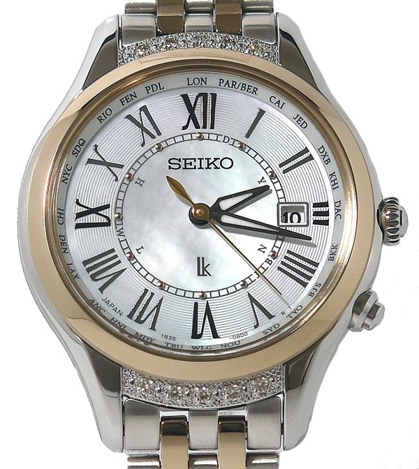 専用◆限定 極美品 ルキア チタン ダイヤ シェル ソーラー 電波 1B35 SEIKO 【稼働品】 セイコー LUKIA ルキア 1B35-0AA0 時計 腕時計