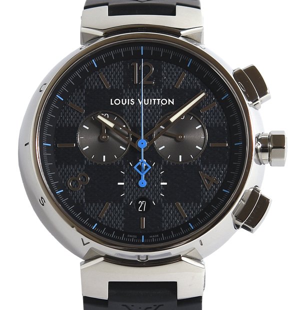 ★箱保付!美品!LOUIS VUITTON ルイヴィトン タンブール QA094Z グラフィット クロノグラフ クォーツ メンズ★