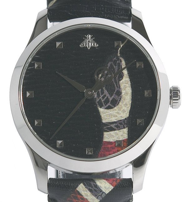 ★電池交換済！箱保付！美品！GUCCI グッチ Gタイムレス ル マルシェ デ メルヴェイユ キングスネーク 126.4 YA1264007 クォーツ メンズ★