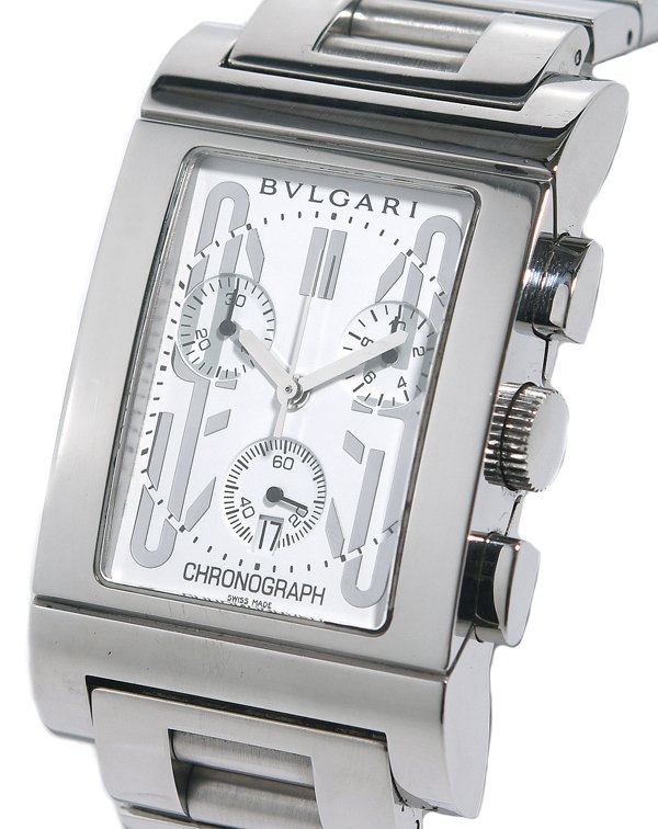 ★良品！BVLGARI ブルガリ レッタンゴロ RTC49S デイト クロノグラフ クオーツ メンズ★