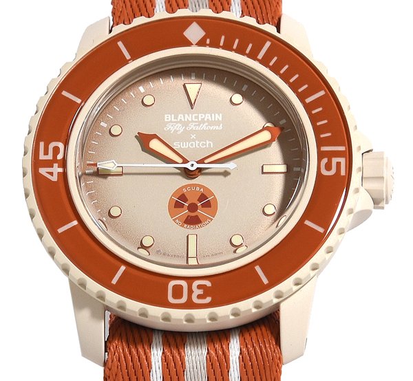 未当てはめる Swatch × Blancpain スウォッチ × ブランパン フィフティファゾムス SO35N100 自動小銃一巻き メンズ