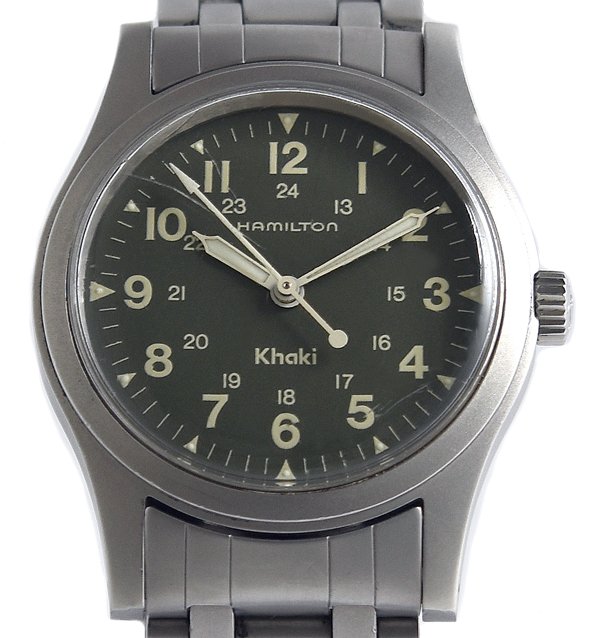 良品 HAMILTON ハミルトン Khaki カーキ 9415A 緑であること文字記号盤 手一巻き メンズ