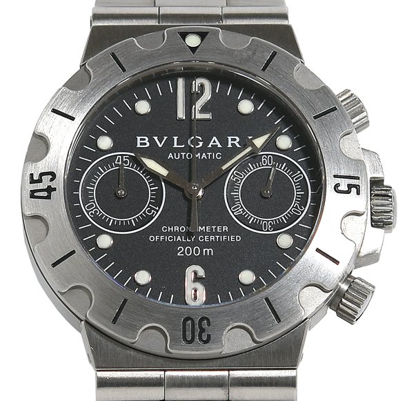 美品 BVLGARI ブル小峡谷 ディアゴノ スクーバ SCB38S クロノグラフ 自動小銃一巻き メンズ