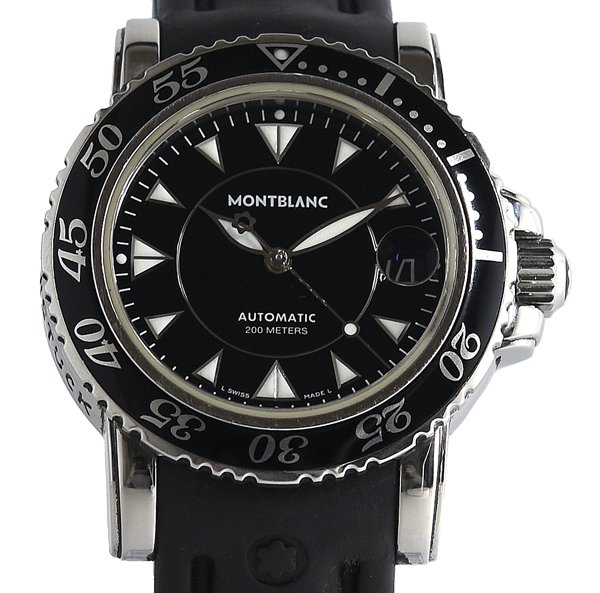 良品 MONTBLANC モンブラン マイスターシュテック 7035 黒いこと文字記号盤 デイト 自動小銃一巻き メンズ