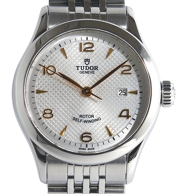 美品 TUDOR チューダー 91350 1962 しろがね色文字記号盤 自動小銃一巻き レディース