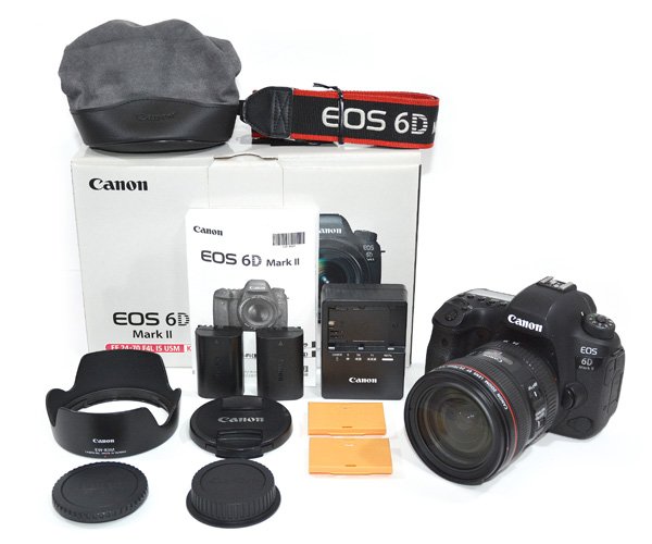元箱 乾電池２個付 Canon 加農砲 EOS 6D MARK II EF 24-70粍 F4L IS USM 水晶体一揃いの道具 デジタル一眼 写真機 美品