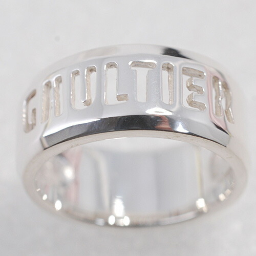 美品 ジャンポール・ゴルチエ 925 GAULTIER アウトカット ロゴ リング 10号 くり抜き スターリングシルバー/新品仕上げ済み【中古】