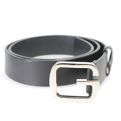 グッチ インターロッキング シルバー バックル レザー ベルト ロゴ金具 黒 大人気【極美品】GUCCI ベルト バックル レザー グッチ インター