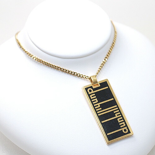 ダンヒル DUNHILL ロゴ プレート ネックレス ゴールド ブラック 希少品【中古】|BRAND JET