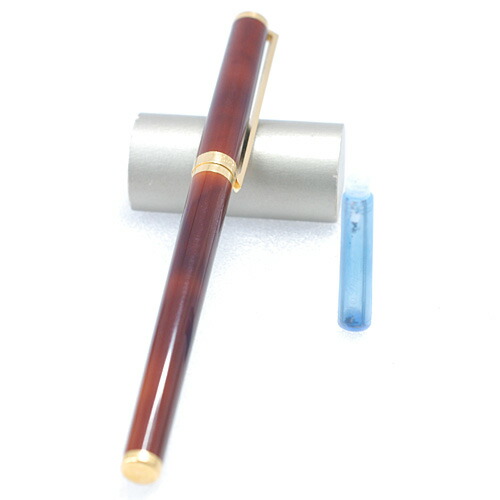 デュポン クラシック 純正漆 万年筆 エカイユ(べっ甲) ペン先 18ct 750 EF字 LAQUE DE CHINE /両用式 マーブル 筆記確認済み【中古】 19,166円