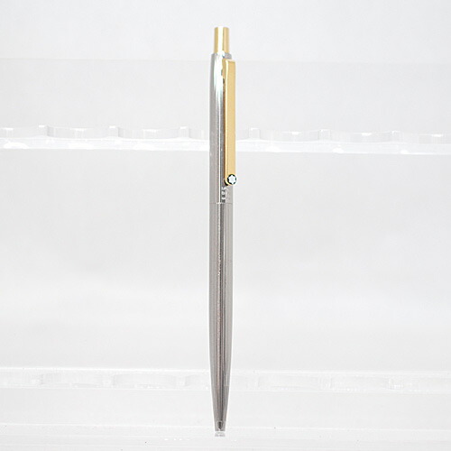 モンブランノブレス しろがね色色つや ボールペン 殴りつける式 F字 ゴールドゼムクリップ【中古】