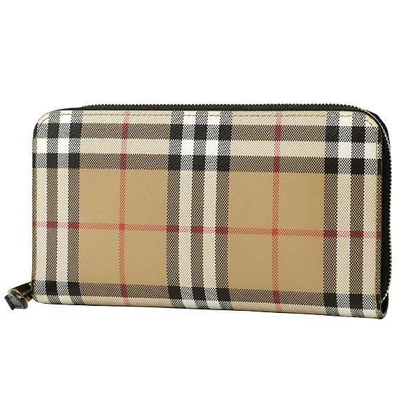 BURBERRY 長財布 ベージュ/赤 ✨新品未使用✨ BURBERRY 長財布 バイカラー レッド フラップ