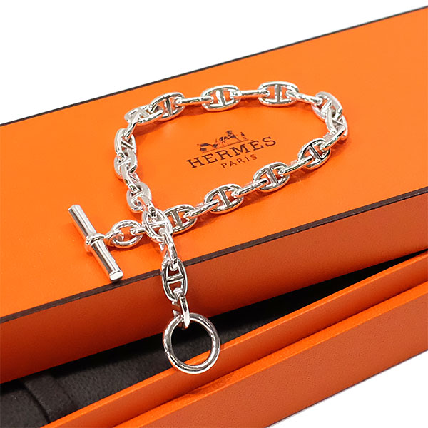 貨物輸送無料 本物 一般受け HERMES エルメス シェーヌダンクルTPM 腕輪 SV925 しろがね色佩び物 腕あたり近所約17糎 着飾る 新品入眼済 6800-11