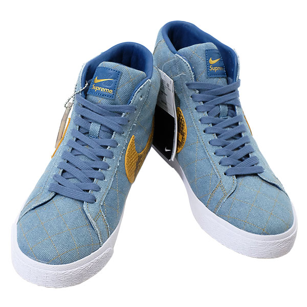 送料無料 本物　未使用 NIKE&times;Supreme ナイキ&times;シュプリーム ズームブレーザーMID DX8421-400 ブルーデニム 8.5 スケートボード メンズ 蛇 811-8｜リユースブランドMEDAKA 19,832円