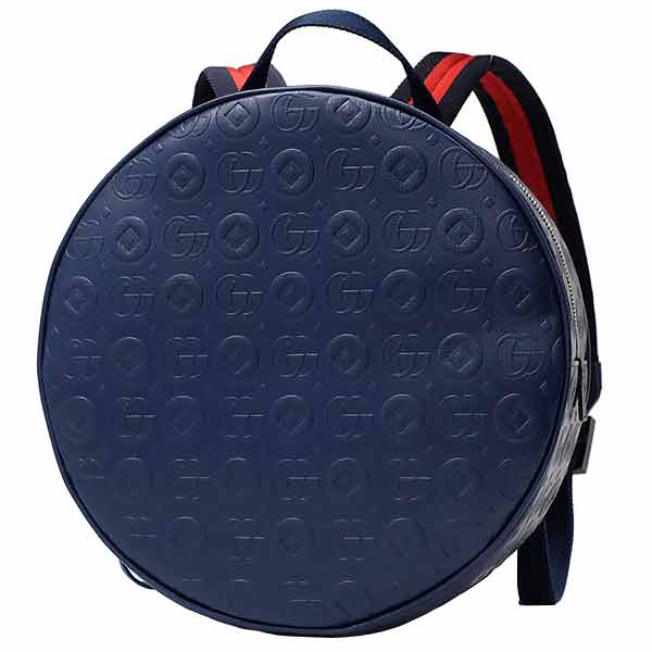 送料無料 本物 美品 GUCCI グッチ ダブルG ラウンドバックパック キッズ 752358 ネイビー リュックサック 幾何学模様 子供用 シェリー 紺 7205-1|リユースブランドMEDAKA