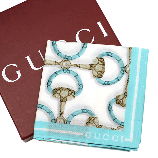 貨物輸送無料 本物 一うしろ押し GUCCI グッチ ホースビットプリントコットンハンカチ 日本制限事項 790554 点火装置青色 ユニ一発やる 綿織物100％ 7624-3