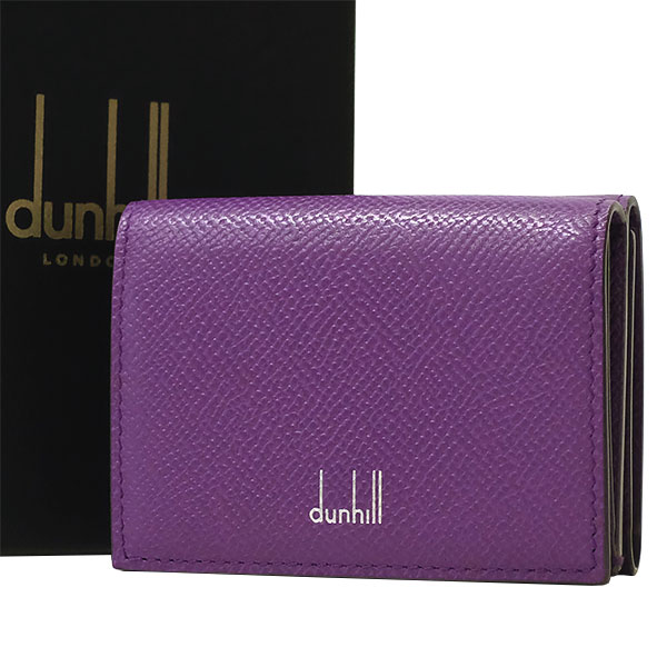 送料無料 本物　一押し dunhill ダンヒル カドガン 三つ折りコンパクトウォレット カドガンレザー パープル メンズ ミニ財布 紫色 革 箱 789-7｜リユースブランドMEDAKA