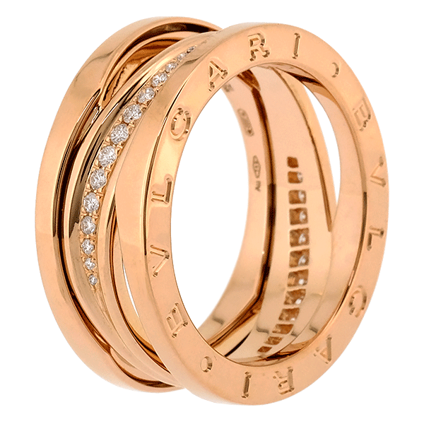 送料無料 本物　BVLGARI ブルガリ B-ZERO1 750PG レジェンド ダイヤモンド リング 3バンド 指輪 ピンクゴールド 58 約17号 新品仕上げ済 男女兼用 861-40｜リユースブランドMEDAKA