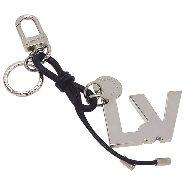 送料無料 本物 LOUISVUITTON ルイヴィトン ポルトクレ・LVロープ M66497 ブラック×シルバー金具 キーリング LVロゴチャーム付き メンズ 790-6|リユースブランドMEDAKA