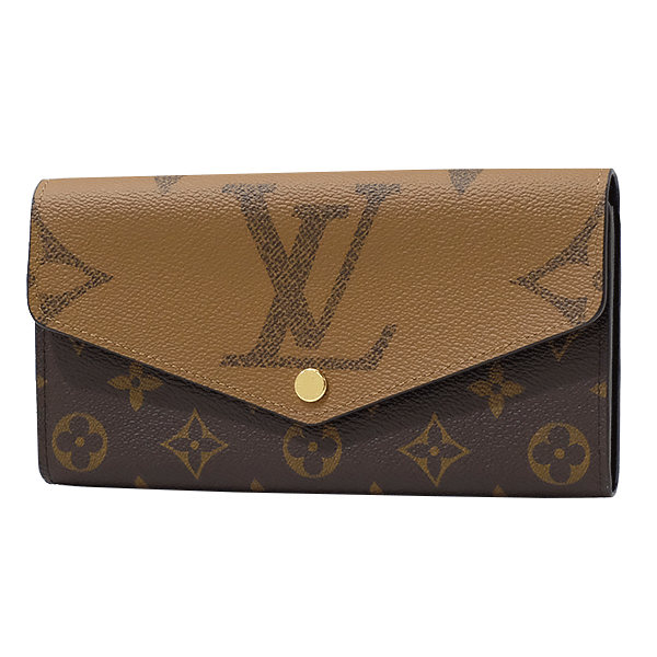 貨物輸送無料 本物 未当て嵌める LOUISVUITTON ルイヴィトン ポルトフォイユ・サラ M80726 モノグラム・ジャイアントリバース 赤銅色 長金入れ 亭主もち 881-6