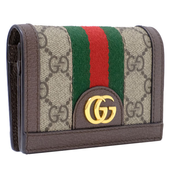 貨物輸送無料 本物 GUCCI グッチ オフィディア 二つ折り紙入れ コンパクトウォレット 523155 赤銅色 レディース メンズ 今めかしい 54483M