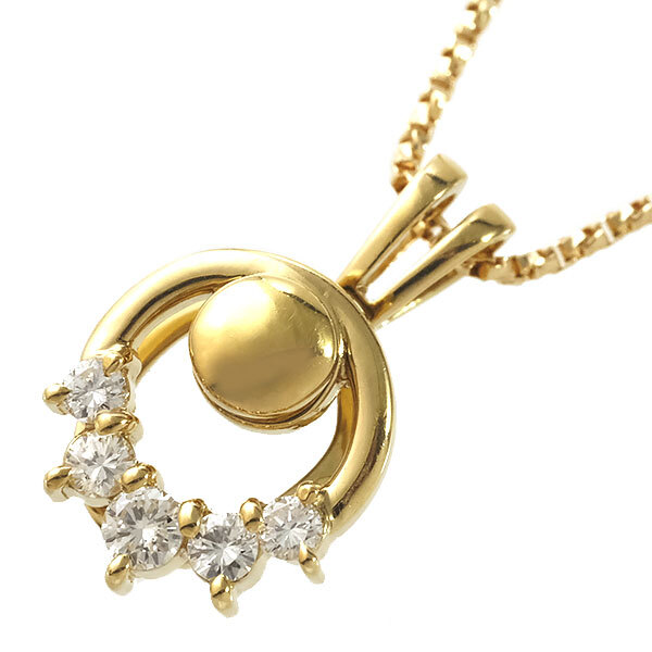 送料無料 本物　豪華 ダイヤモンドネックレス K18YG イエローゴールド ダイヤ0.22ct 回転式ペンダント レディース アクセサリー おしゃれ　56551M｜リユースブランドMEDAKA