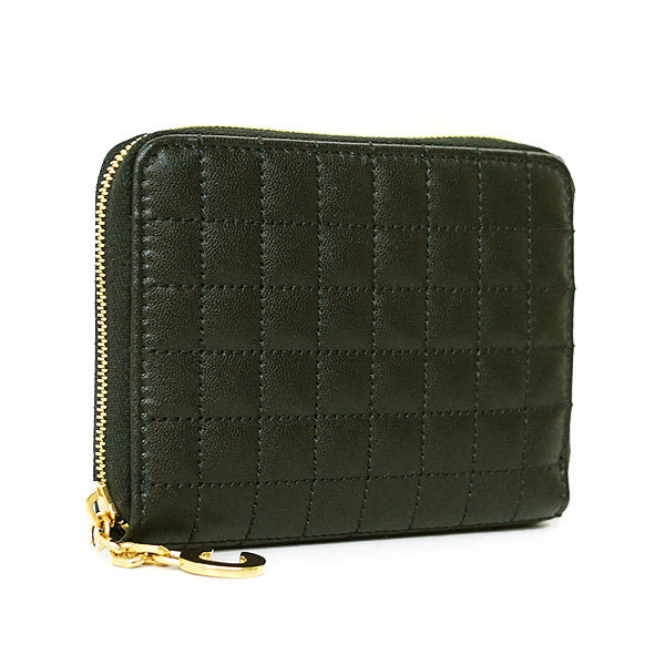 貨物輸送無料 本物 新品 CELINE セリーヌ Cチェームコンパクトウォレット 紙入れ 10B66-3BFL-38NO 黒いこと キルティング レディース 647-5Ｍ