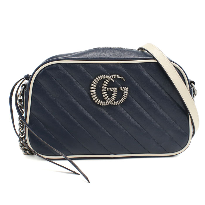 【中古】GUCCI グッチ スモール カメラバッグ GGマーモント 447632 斜め掛け ショルダーバッグ レザー レディース　Aランク